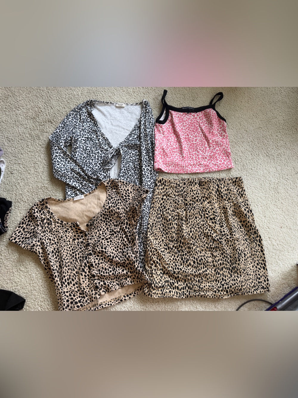 Brandy Melville Bundle of Leopard print tank tops cardigan t-shirt skirt